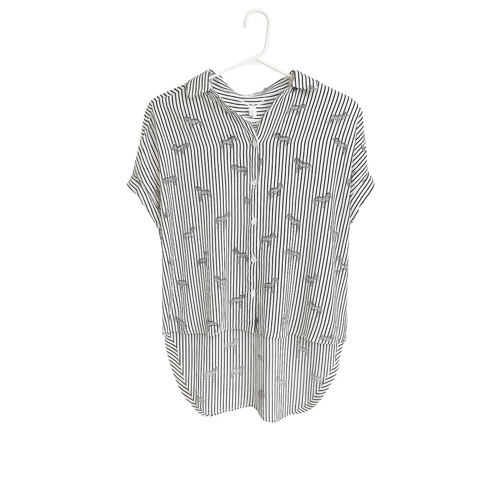 Jane + Delancey Zebra Print Button-Down Tunic Top (Sz S)